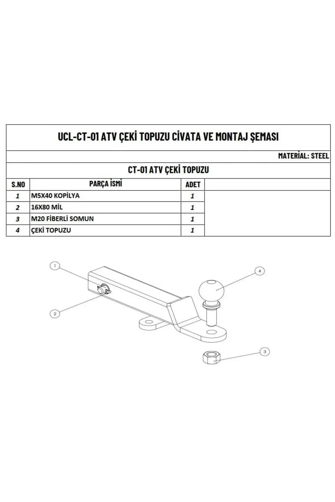 MOTO ÜÇEL Cfmoto Atv-Utv Uyumlu Çeki Demiri ek görünüm 2