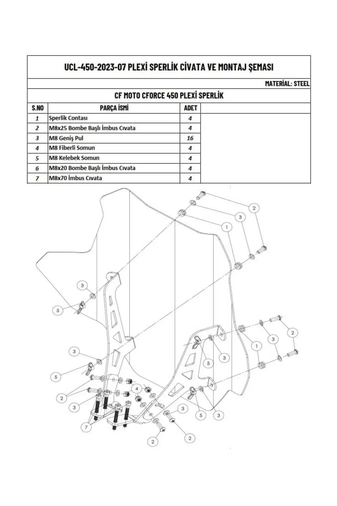 C Force 450-520 Atv Uyumlu Cam ek görünüm 4